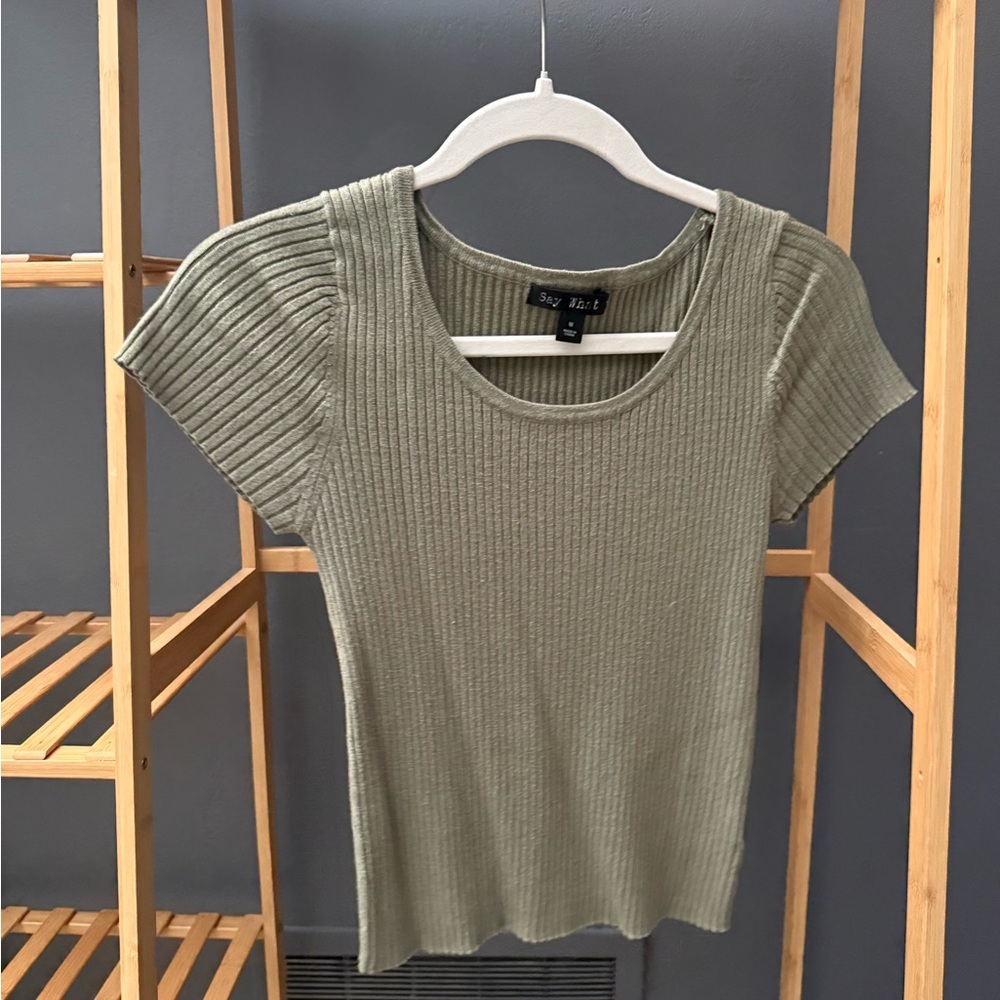 Green knit top